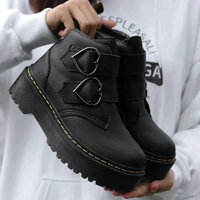 Ashford | Ronja – Women’s Chunky Ankle Boots with Heart Buckle Straps - Ashford London Clothing