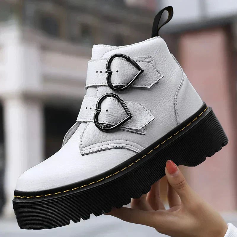Ashford | Ronja – Women’s Chunky Ankle Boots with Heart Buckle Straps - Ashford London Clothing