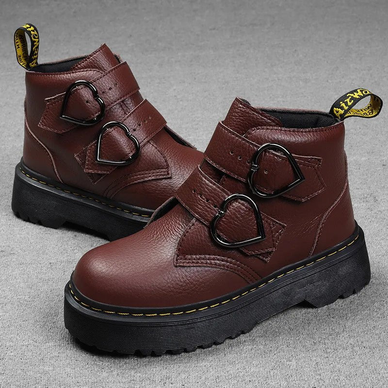 Ashford | Ronja – Women’s Chunky Ankle Boots with Heart Buckle Straps - Ashford London Clothing