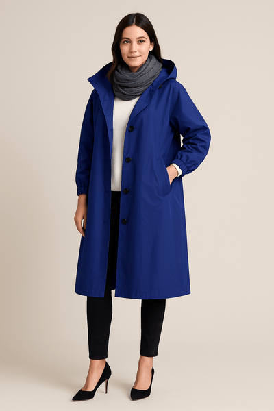 Ashford | Ruby – Women’s Hooded Long Trench Coat with Pockets - Ashford London Clothing