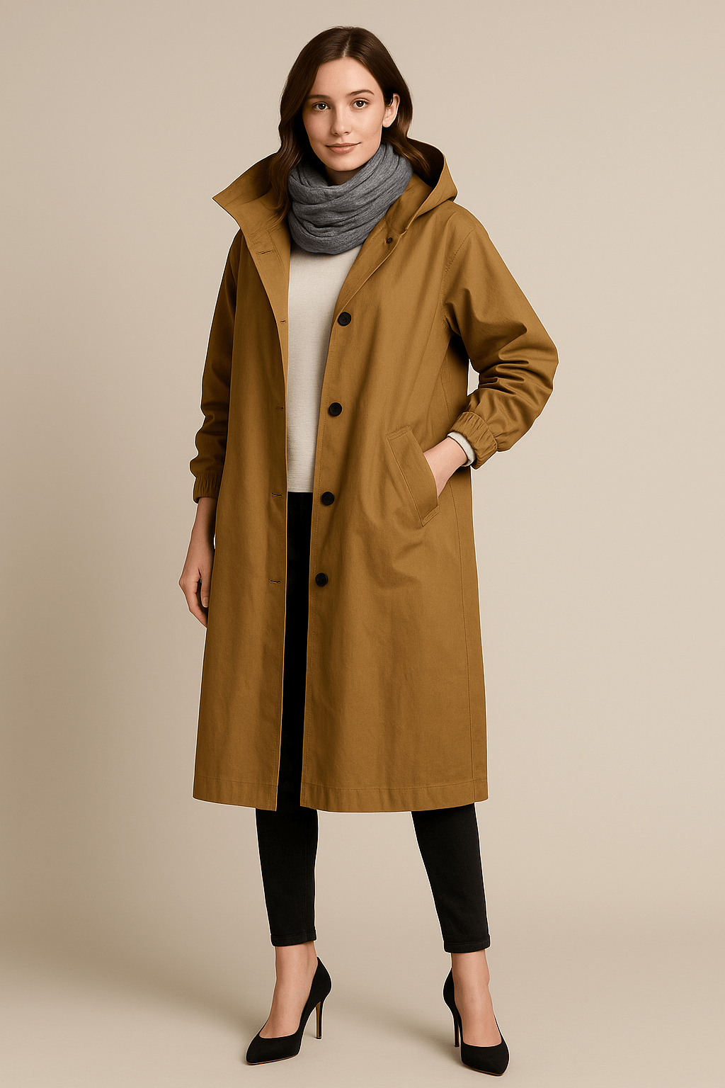 Ashford | Ruby – Women’s Hooded Long Trench Coat with Pockets - Ashford London Clothing
