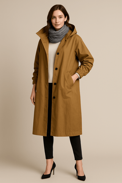 Ashford | Ruby – Women’s Hooded Long Trench Coat with Pockets - Ashford London Clothing