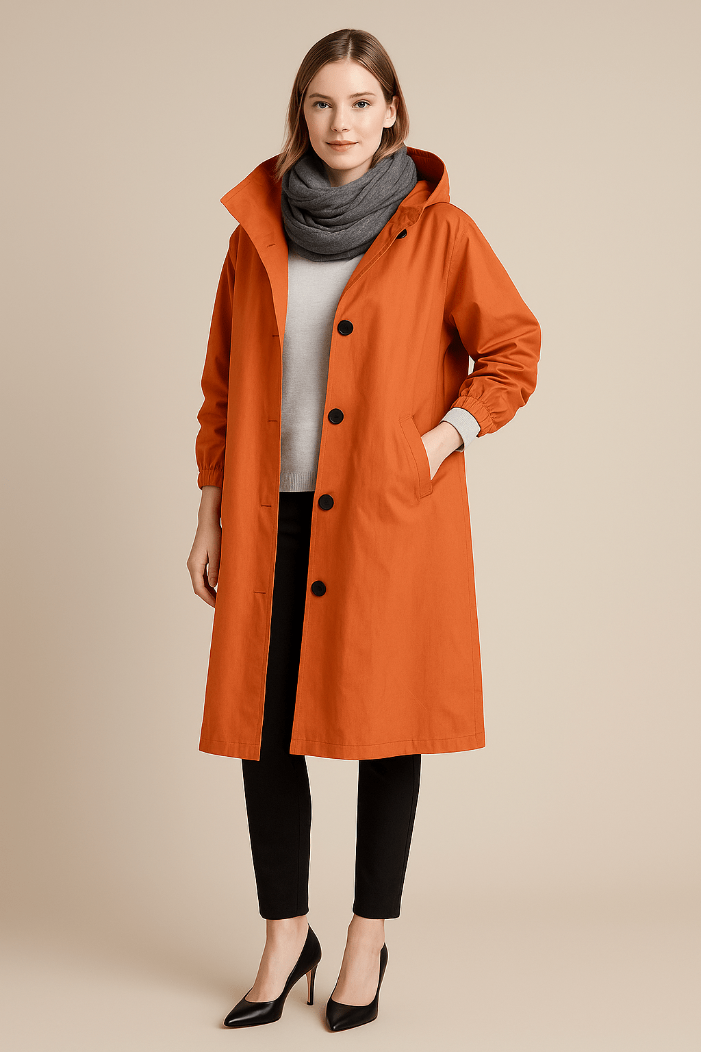 Ashford | Ruby – Women’s Hooded Long Trench Coat with Pockets - Ashford London Clothing