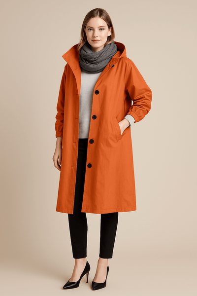 Ashford | Ruby – Women’s Hooded Long Trench Coat with Pockets - Ashford London Clothing