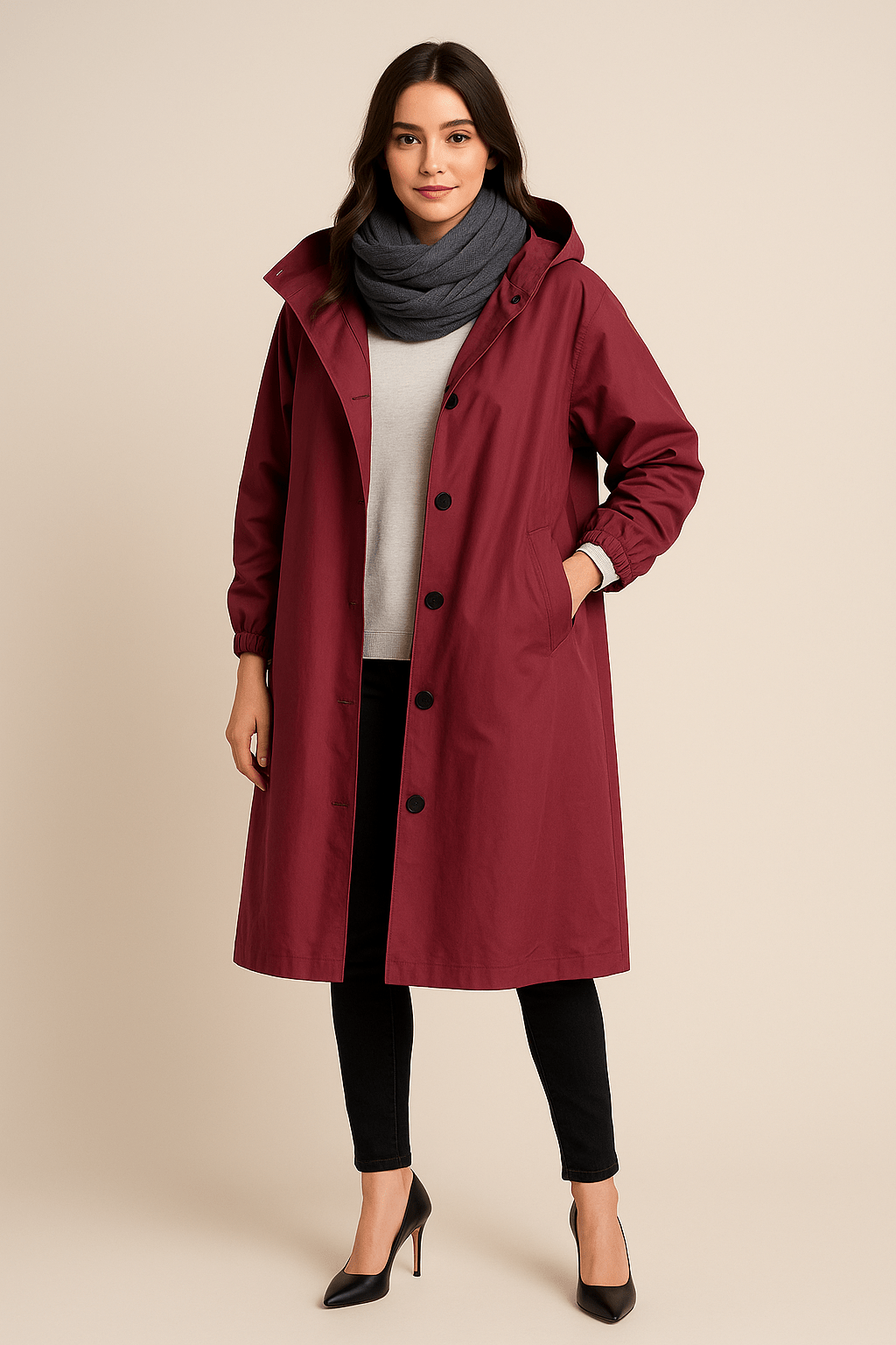 Ashford | Ruby – Women’s Hooded Long Trench Coat with Pockets - Ashford London Clothing