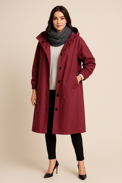 Ashford | Ruby – Women’s Hooded Long Trench Coat with Pockets - Ashford London Clothing