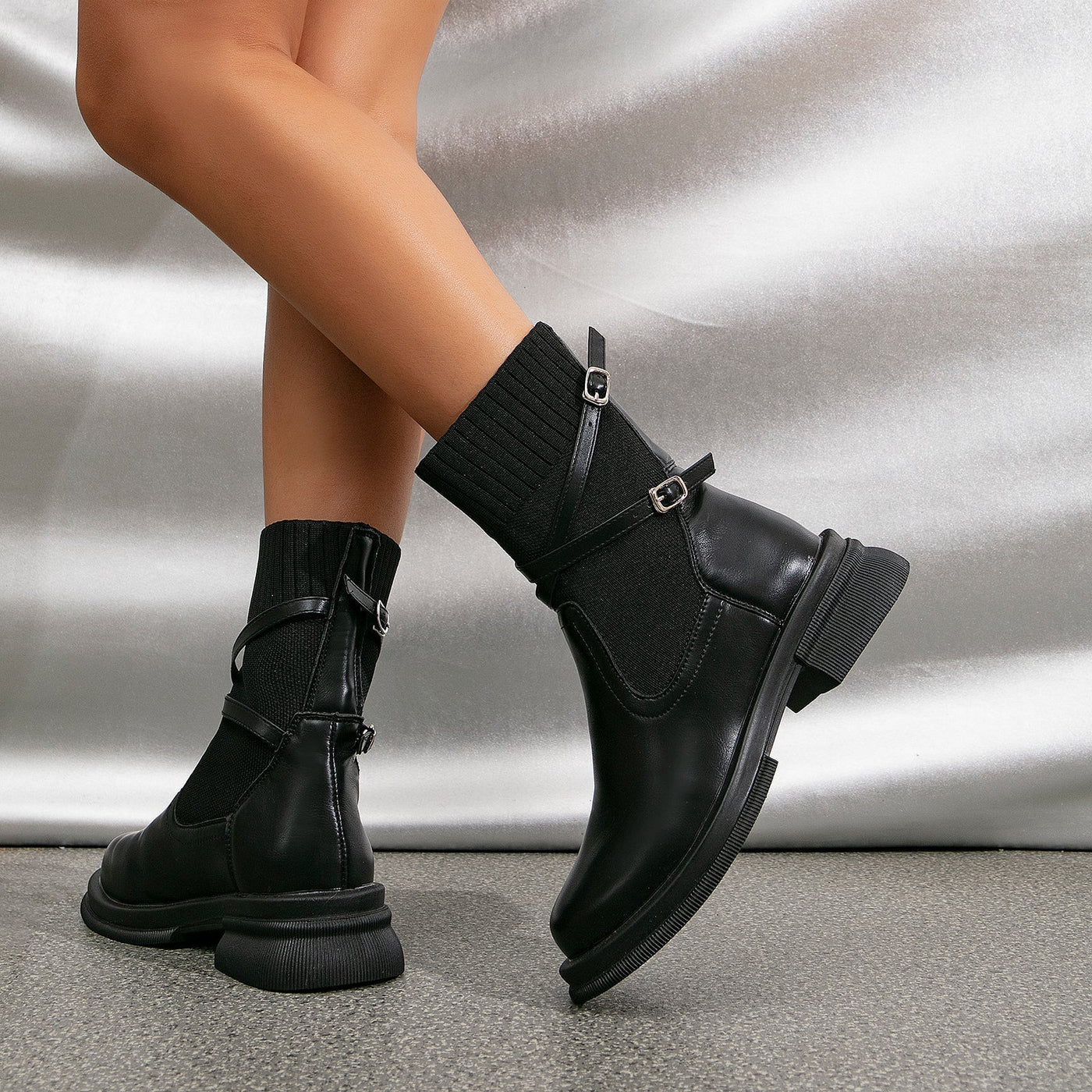 Ashford | Runa – Women’s Faux Leather Ankle Boots with Chic Strap Details - Ashford London Clothing