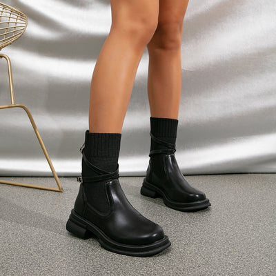 Ashford | Runa – Women’s Faux Leather Ankle Boots with Chic Strap Details - Ashford London Clothing