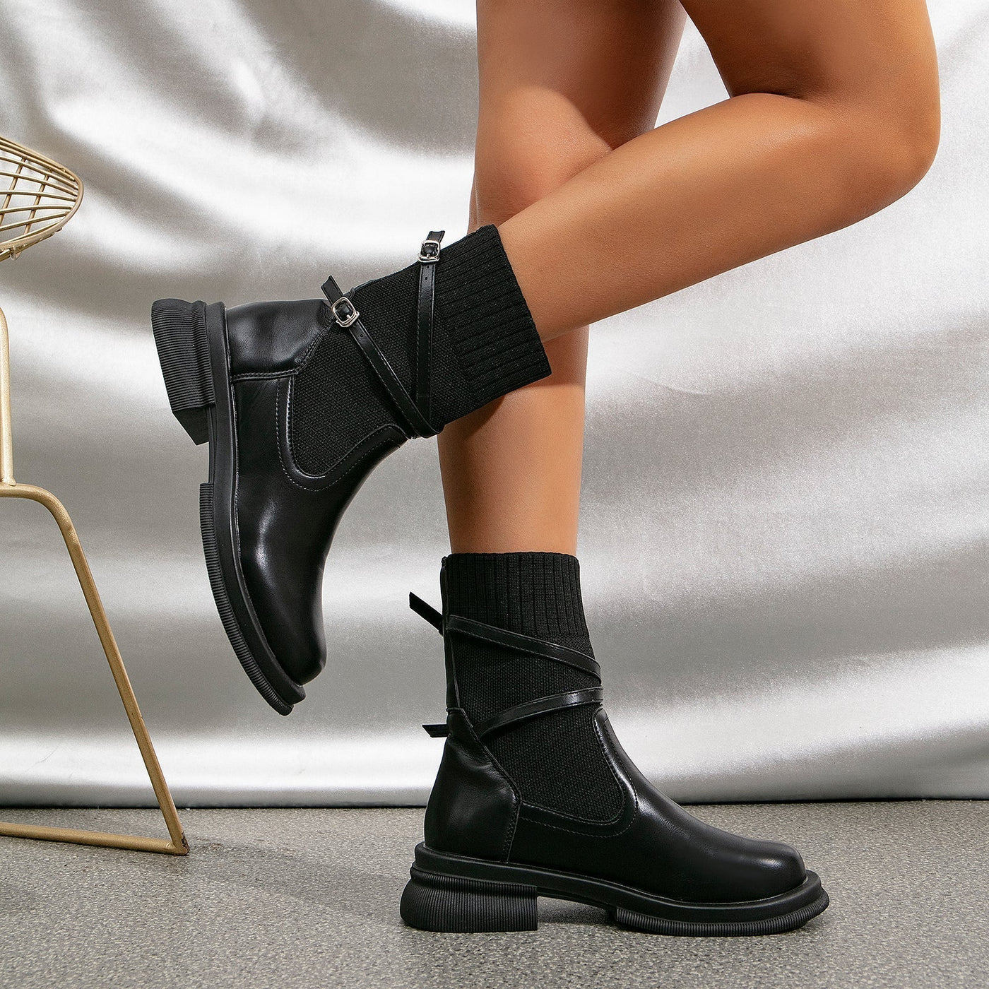 Ashford | Runa – Women’s Faux Leather Ankle Boots with Chic Strap Details - Ashford London Clothing