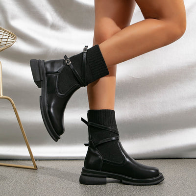 Ashford | Runa – Women’s Faux Leather Ankle Boots with Chic Strap Details - Ashford London Clothing