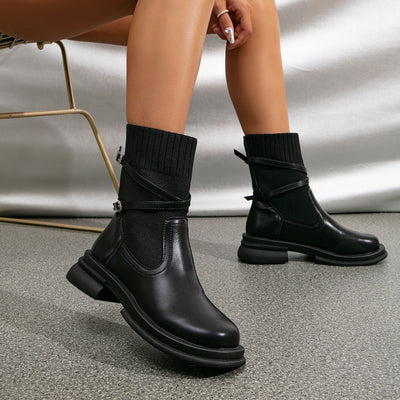 Ashford | Runa – Women’s Faux Leather Ankle Boots with Chic Strap Details - Ashford London Clothing