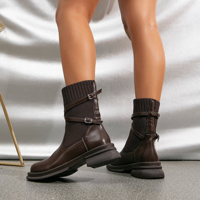Ashford | Runa – Women’s Faux Leather Ankle Boots with Chic Strap Details - Ashford London Clothing