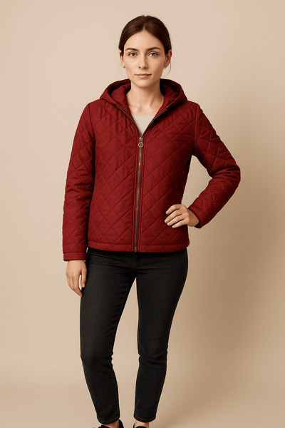 Ashford | Sage – Women’s Relaxed Fit Diamond Quilted Hooded Jacket with Zip Front - Ashford London Clothing