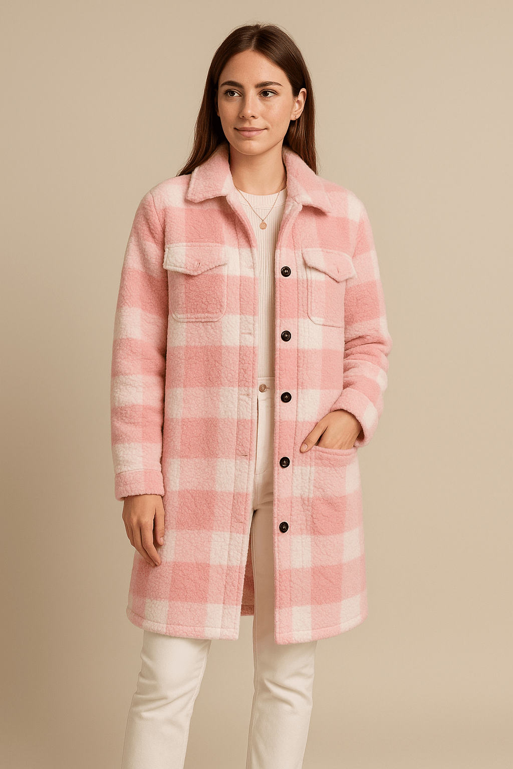 Ashford | Samira – Women’s Loose Fit Checked Mid - Length Coat – Fall Winter - Ashford London Clothing