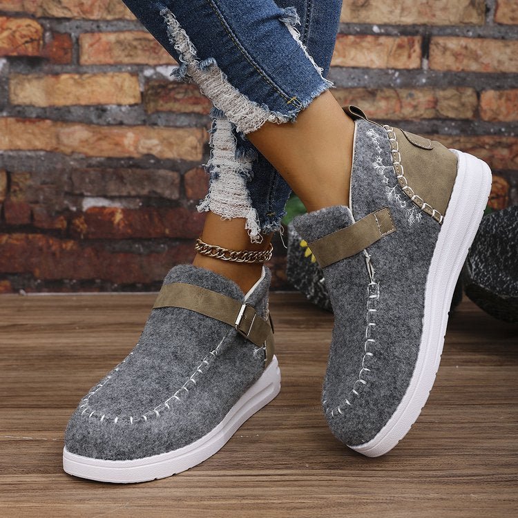 Ashford | Selene – Women’s Slip - On Ankle Boots with Buckle Strap & Suede Look - Ashford London Clothing