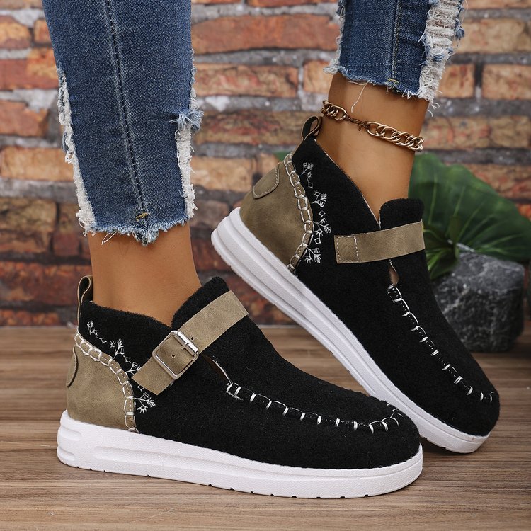 Ashford | Selene – Women’s Slip - On Ankle Boots with Buckle Strap & Suede Look - Ashford London Clothing