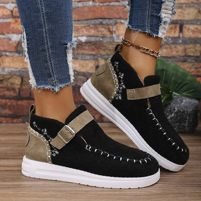 Ashford | Selene – Women’s Slip - On Ankle Boots with Buckle Strap & Suede Look - Ashford London Clothing