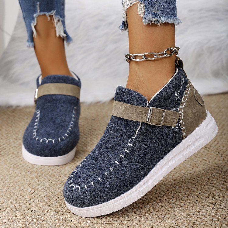 Ashford | Selene – Women’s Slip - On Ankle Boots with Buckle Strap & Suede Look - Ashford London Clothing