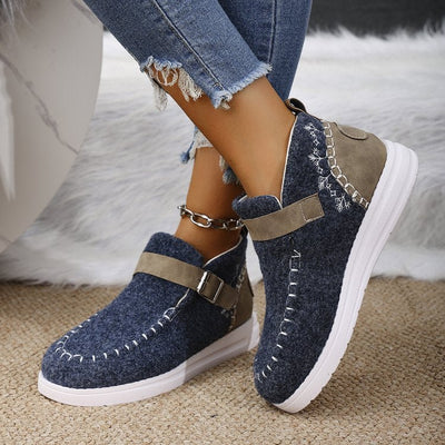 Ashford | Selene – Women’s Slip - On Ankle Boots with Buckle Strap & Suede Look - Ashford London Clothing