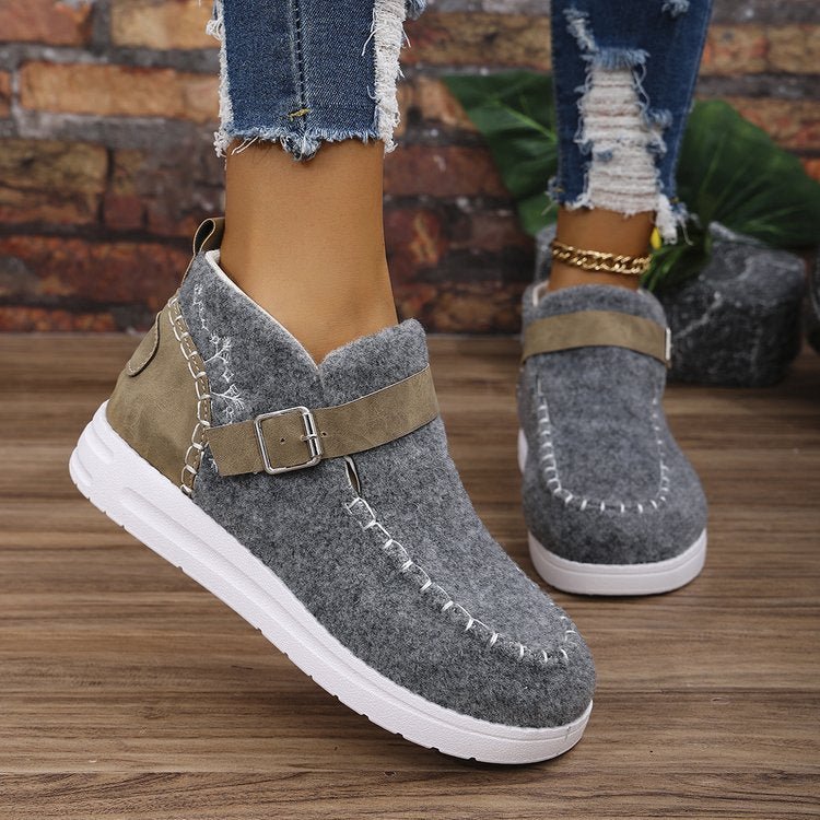 Ashford | Selene – Women’s Slip - On Ankle Boots with Buckle Strap & Suede Look - Ashford London Clothing