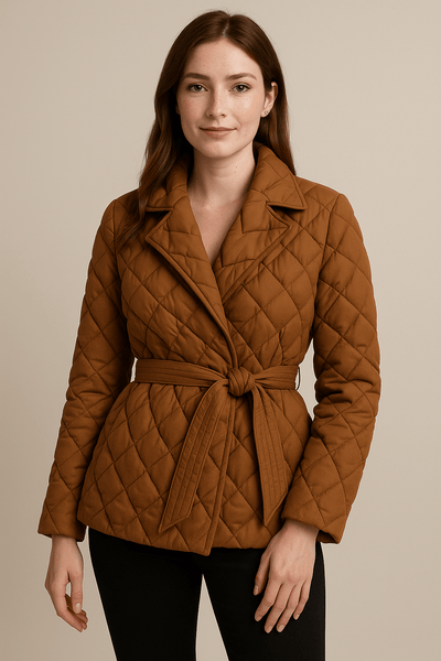 Ashford | Selina – Women’s Diamond Quilted Puffer Jacket with Belted Waist - Ashford London Clothing