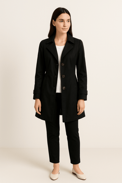Ashford | Single - Breasted Trench Coat with Notched Lapel – Knee Length - Ashford London Clothing