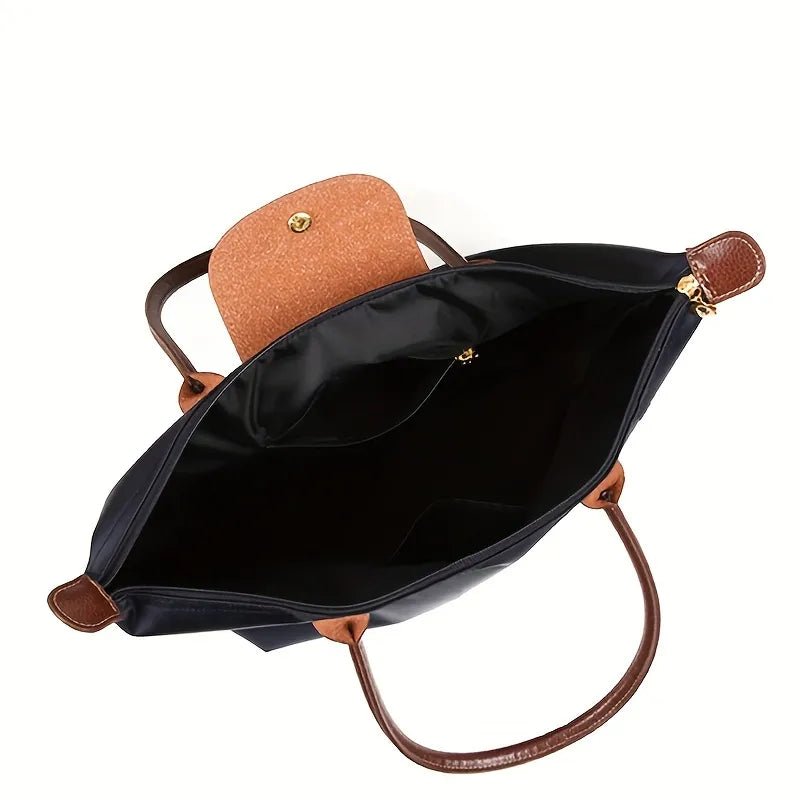 Ashford | Solène – Elegance - Urban Women’s Handbag – Nylon Fabric – Spacious Design – Leather Handles – Button Closure - Ashford London Clothing