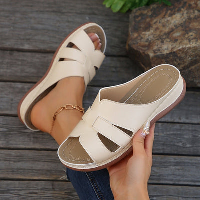 Ashford | Sophie Women’s Wedge Slide Sandals – Cut - Out – Open Toe – Casual Comfort - Ashford London Clothing