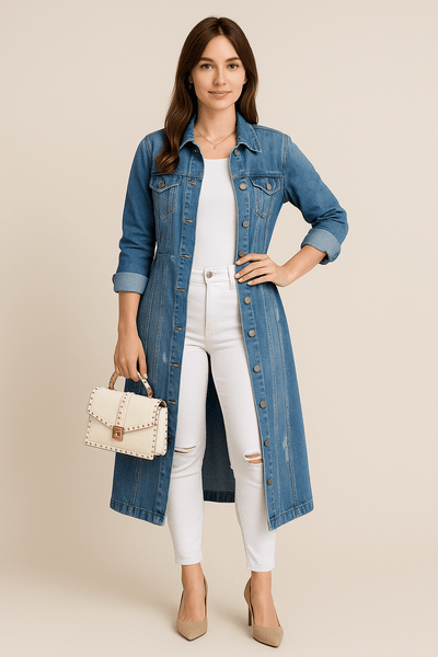 Ashford | Soraya – Women’s Distressed Denim Trench Coat with Relaxed Fit - Ashford London Clothing