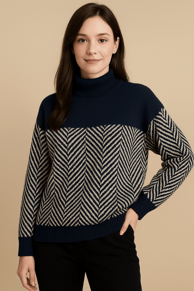 Ashford | Striped Knit Casual Long Sleeve Sweater – Knitted Pullover - Ashford London Clothing