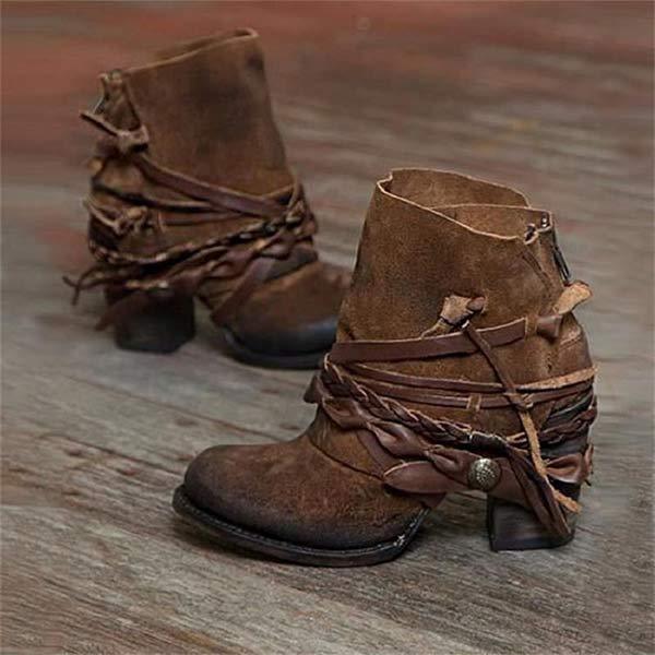 Ashford | Sunniva – Women’s Western Ankle Boots Strap Detail, Block Heel, PU Leather - Ashford London Clothing