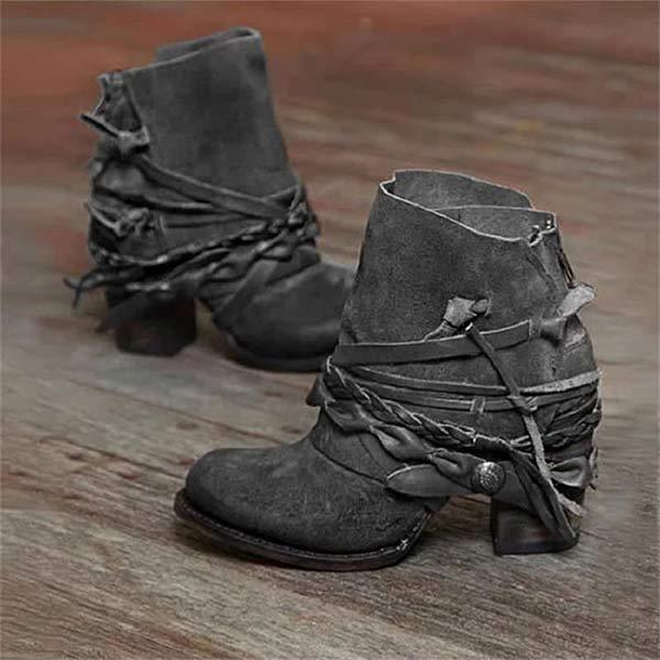 Ashford | Sunniva – Women’s Western Ankle Boots Strap Detail, Block Heel, PU Leather - Ashford London Clothing