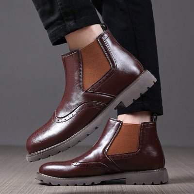Ashford | Tavish – Men’s Chelsea Boots with Brogue Detailing and PU Leather Finish - Ashford London Clothing