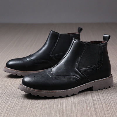 Ashford | Tavish – Men’s Chelsea Boots with Brogue Detailing and PU Leather Finish - Ashford London Clothing