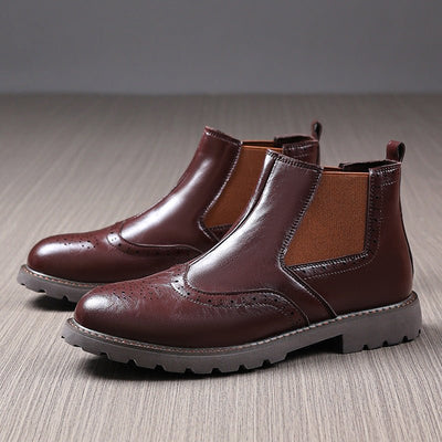 Ashford | Tavish – Men’s Chelsea Boots with Brogue Detailing and PU Leather Finish - Ashford London Clothing