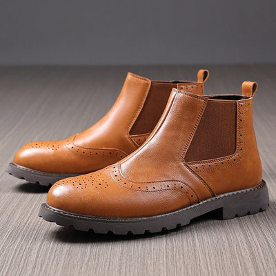 Ashford | Tavish – Men’s Chelsea Boots with Brogue Detailing and PU Leather Finish - Ashford London Clothing