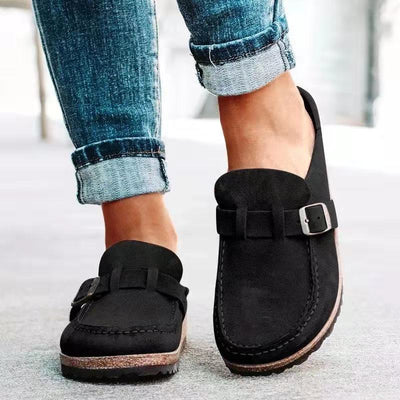 Ashford | Tessa Women’s Mule Sandals – Suede Look – Buckle Strap – Low Heel - Ashford London Clothing