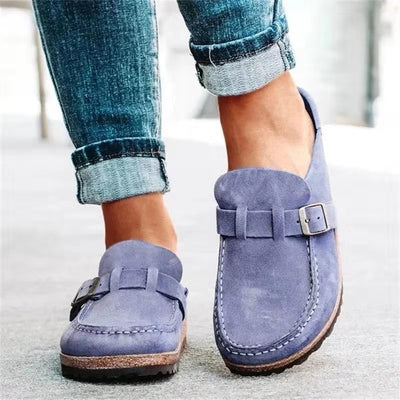 Ashford | Tessa Women’s Mule Sandals – Suede Look – Buckle Strap – Low Heel - Ashford London Clothing