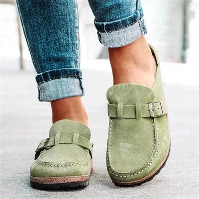 Ashford | Tessa Women’s Mule Sandals – Suede Look – Buckle Strap – Low Heel - Ashford London Clothing