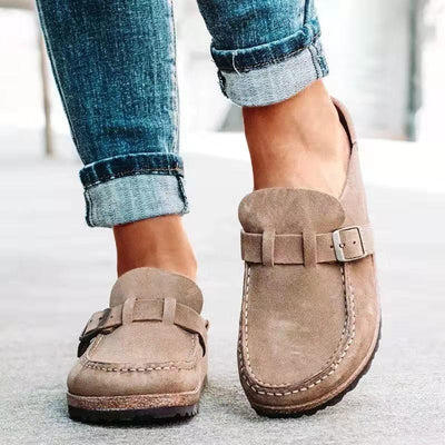Ashford | Tessa Women’s Mule Sandals – Suede Look – Buckle Strap – Low Heel - Ashford London Clothing