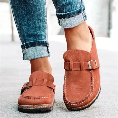 Ashford | Tessa Women’s Mule Sandals – Suede Look – Buckle Strap – Low Heel - Ashford London Clothing