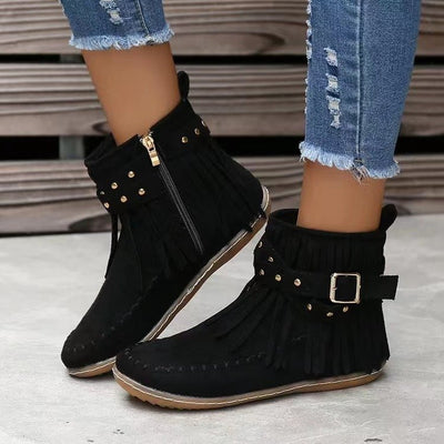 Ashford | Thea – Women’s Vintage - Style Suede Boots with Round Toe & Flat Sole - Ashford London Clothing