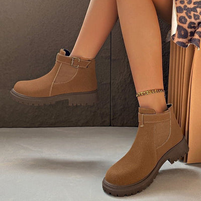 Ashford | Thyra – Women’s Chunky Sole Ankle Boots with Retro Buckle Faux Leather - Ashford London Clothing