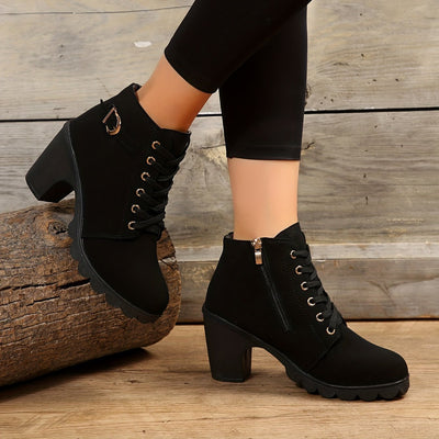 Ashford | Thyra – Women’s Heeled Ankle Boots in Suede with Side Zip & Block Heel - Ashford London Clothing