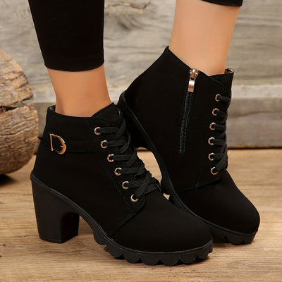 Ashford | Thyra – Women’s Heeled Ankle Boots in Suede with Side Zip & Block Heel - Ashford London Clothing