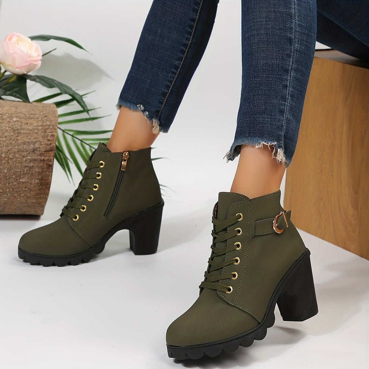 Ashford | Thyra – Women’s Heeled Ankle Boots in Suede with Side Zip & Block Heel - Ashford London Clothing