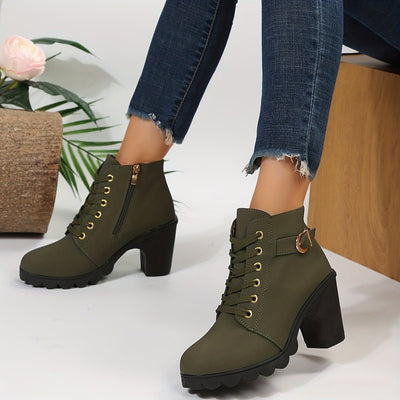 Ashford | Thyra – Women’s Heeled Ankle Boots in Suede with Side Zip & Block Heel - Ashford London Clothing