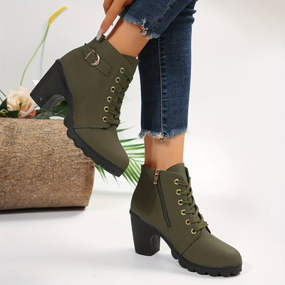 Ashford | Thyra – Women’s Heeled Ankle Boots in Suede with Side Zip & Block Heel - Ashford London Clothing