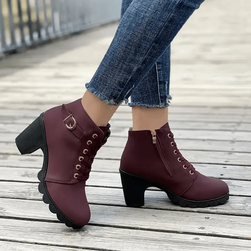 Ashford | Thyra – Women’s Heeled Ankle Boots in Suede with Side Zip & Block Heel - Ashford London Clothing