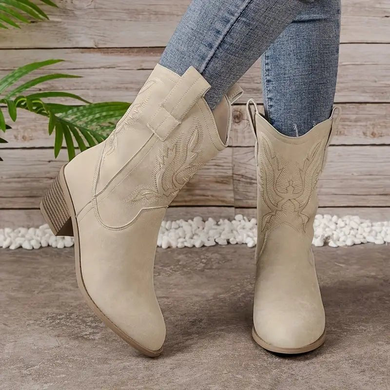 Ashford | Thyra – Women’s Vegan Western Cowboy Boots with Stitch Detailing - Ashford London Clothing